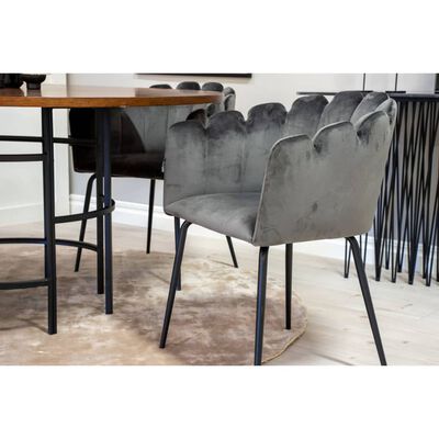 Venture Home Chaise à dîner Limhamn Velours Noir et gris