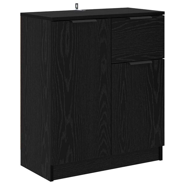 vidaXL Buffet avec tiroir Ch&ecirc;ne noir 60 x 30 x 70 cm Bois d'ing&eacute;nierie