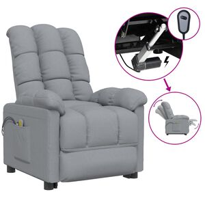 vidaXL Fauteuil &eacute;lectrique de massage Gris clair Tissu