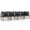 vidaXL Salon de jardin 4 pcs avec coussins anthracite r&eacute;sine tress&eacute;e