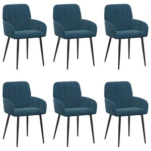 vidaXL Chaises de salle &agrave; manger 6 pc Velours Bleu 57 x 50 x 85 cm