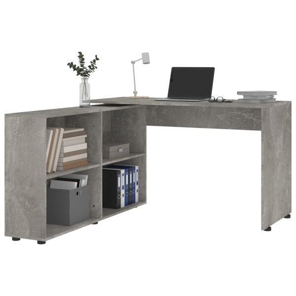 vidaXL Bureau d'angle Gris b&eacute;ton Bois d'ing&eacute;nierie