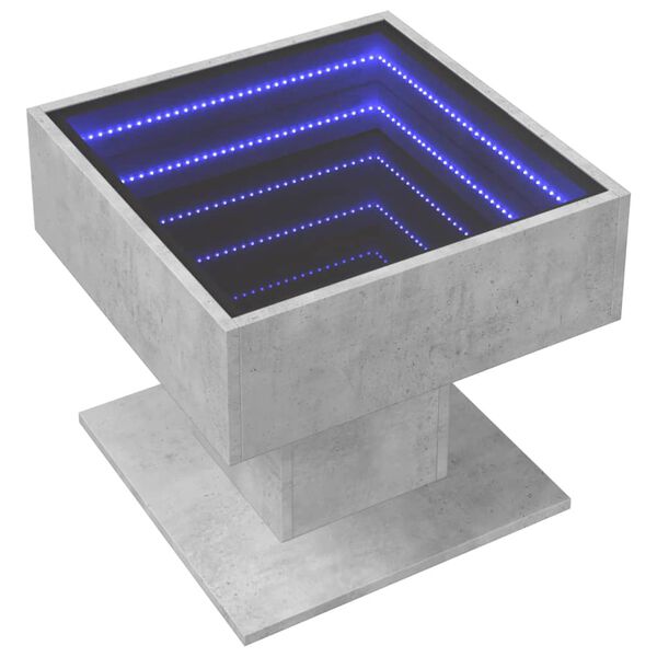 vidaXL Table basse avec LED gris béton 50x50x45 cm bois d'ingénierie