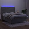 vidaXL Sommier &agrave; lattes de lit matelas et LED Gris clair 140x190 cm