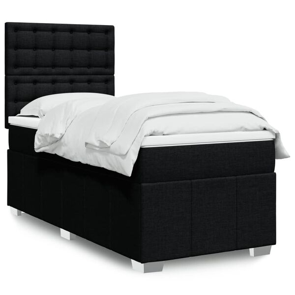 vidaXL Sommier &agrave; lattes de lit avec matelas Noir 100x200 cm Tissu