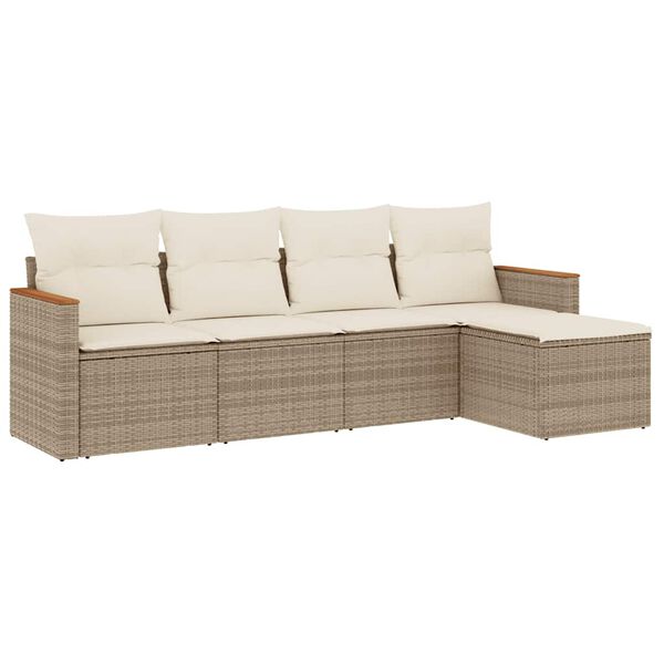 vidaXL Salon de jardin avec coussins 5 pcs beige résine tressée
