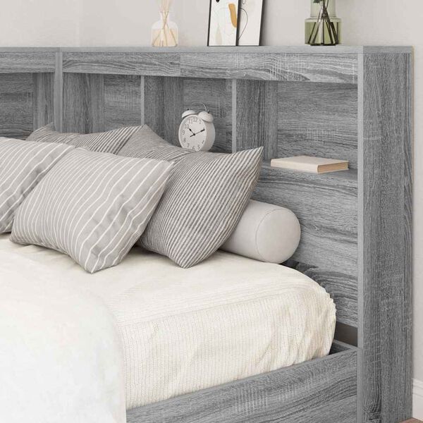 vidaXL T&ecirc;te de lit de rangement Gris Sonoma 207,5 x 137,5 x 76,5 cm
