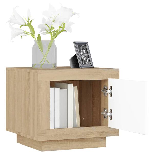 vidaXL Table basse blanc et ch&ecirc;ne sonoma 51x50x45 cm bois d'ing&eacute;nierie