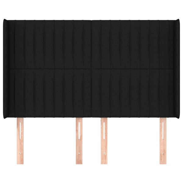 vidaXL T&ecirc;te de lit avec oreilles Noir 147x16x118/128 cm Tissu