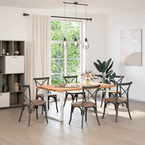 vidaXL Pieds de table &agrave; manger en U 2 pi&egrave;ces Blanc 80 x (72-73) cm Acier