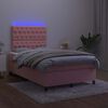 vidaXL Sommier &agrave; lattes de lit et matelas LED rose 120x190 cm velours