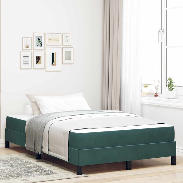 vidaXL Lit &agrave; ressorts avec matelas Vert fonc&eacute; 120 x 190 cm tissu