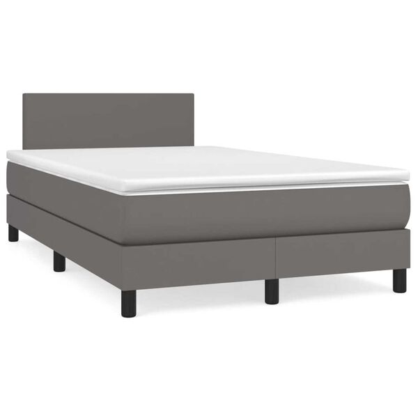 vidaXL Sommier &agrave; lattes de lit avec matelas gris 120x190 cm similicuir