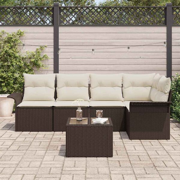 vidaXL Ensemble de canap&eacute; de jardin avec coussin 6 pcs polyrotin