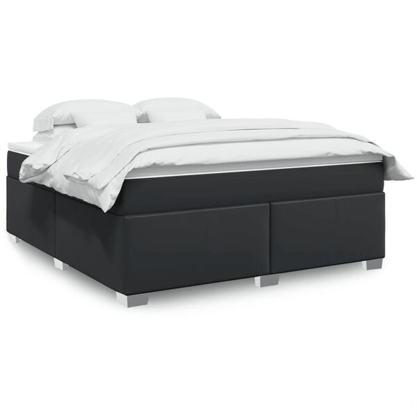 vidaXL Sommier &agrave; lattes de lit avec matelas Noir 180x200 cm Similicuir