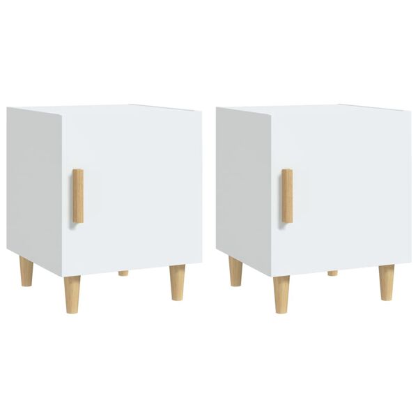 vidaXL Tables de chevet 2 pcs Blanc Bois d'ingénierie
