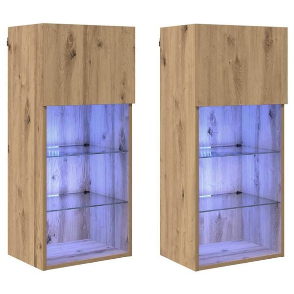 vidaXL Meubles TV muraux 2 pcs Ch&ecirc;ne artisanal 40,5 x 30 x 90 cm