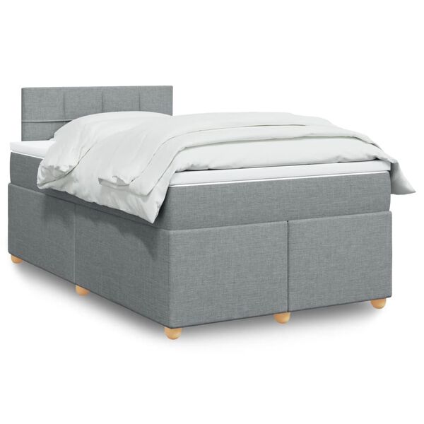 vidaXL Sommier &agrave; lattes de lit et matelas gris clair 120x190 cm tissu