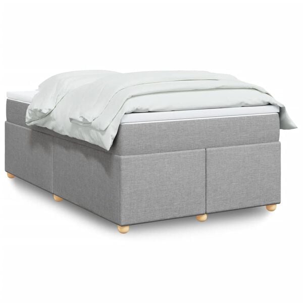 vidaXL Sommier &agrave; lattes de lit avec matelas Gris clair 120x200cm Tissu