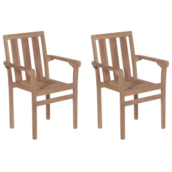 vidaXL Chaises de jardin lot de 2 et coussins noir Bois de teck massif