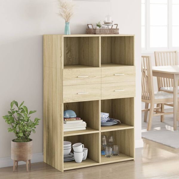 vidaXL Buffet haut ch&ecirc;ne sonoma 80x42,5x124 cm bois d'ing&eacute;nierie