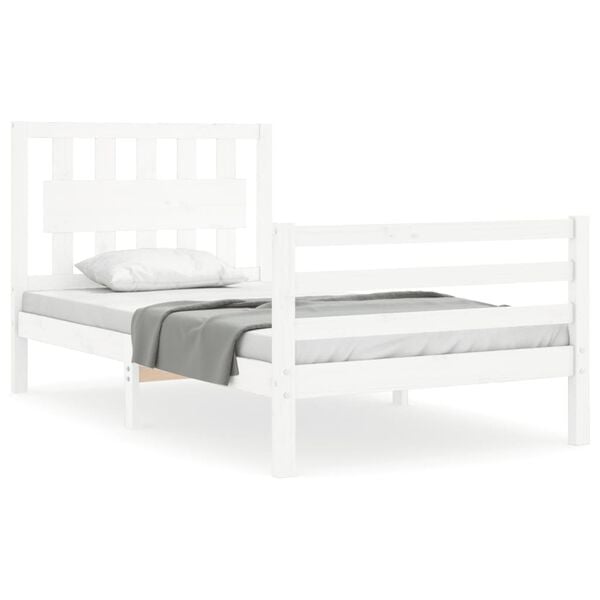 vidaXL Cadre de lit sans matelas blanc bois massif