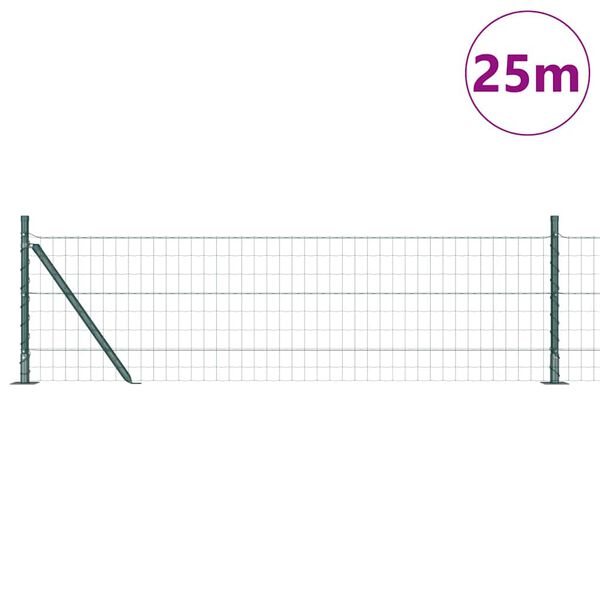 vidaXL Cl&ocirc;ture avec poteau Vert 0,6 x 25 m Acier et PVC