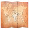 vidaXL Cloison de s&eacute;paration pliable 200 x 170 cm Carte du monde Jaune