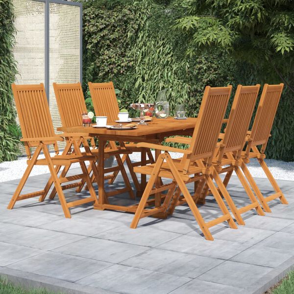 vidaXL Ensemble &agrave; manger de jardin 7 pcs Bois d'acacia massif 120-170 cm