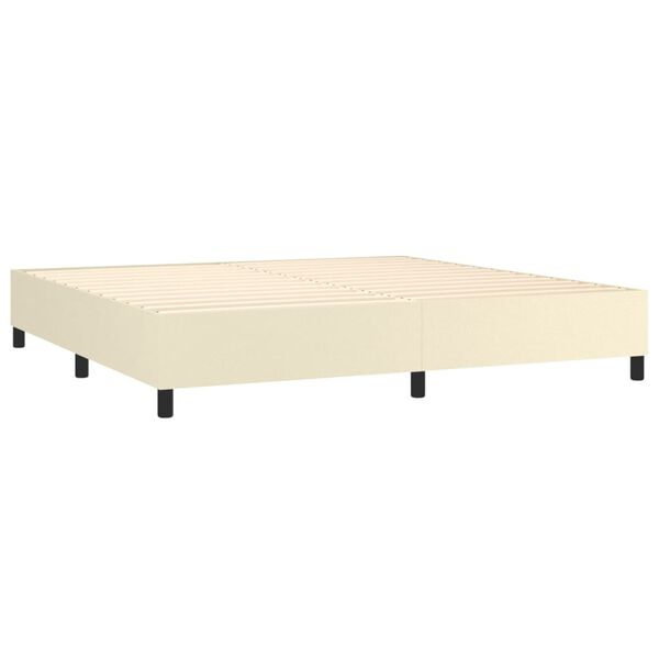 vidaXL Sommier &agrave; lattes de lit avec matelas Cr&egrave;me 200x200cm Similicuir