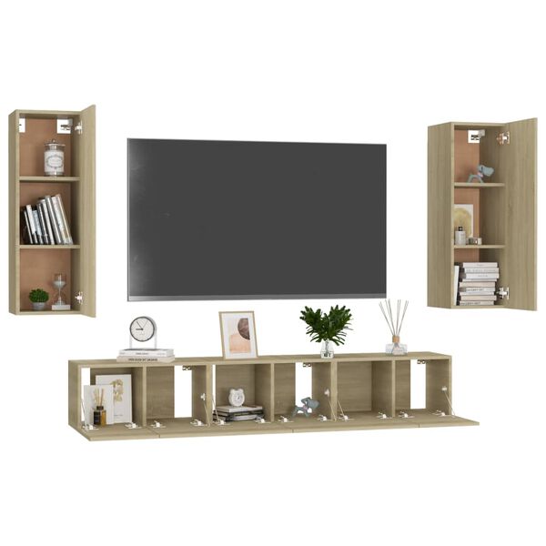 vidaXL Ensemble de meubles TV 5 pcs Ch&ecirc;ne sonoma Bois d'ing&eacute;nierie