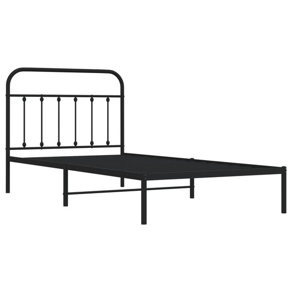 vidaXL Cadre de lit m&eacute;tal sans matelas avec t&ecirc;te de lit noir 107x203cm