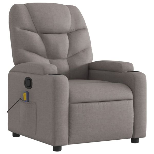 vidaXL Fauteuil de massage inclinable Taupe Tissu
