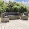 vidaXL Salon de jardin 5 pcs avec coussins Gris R&eacute;sine tress&eacute;e