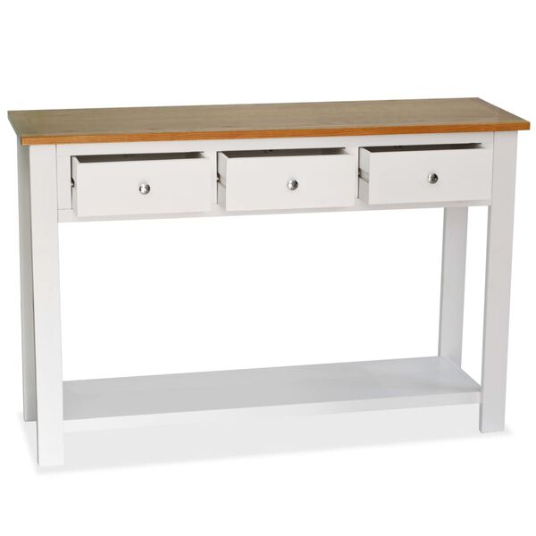 vidaXL Table console 118 x 35 x 77 cm Bois de chêne massif