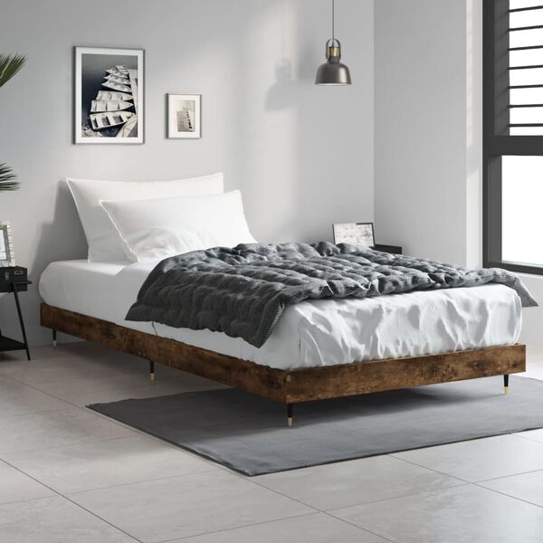 vidaXL Cadre de lit sans matelas ch&ecirc;ne fum&eacute; 90x190cm bois d'ing&eacute;nierie