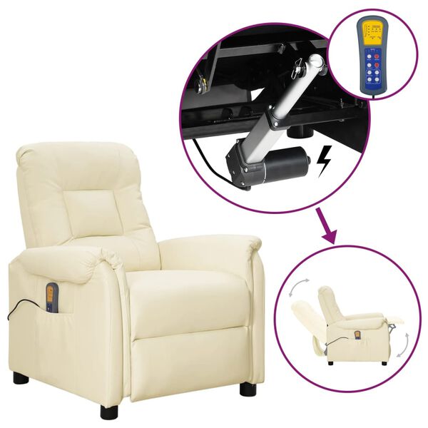 vidaXL Fauteuil de massage Cr&egrave;me Similicuir