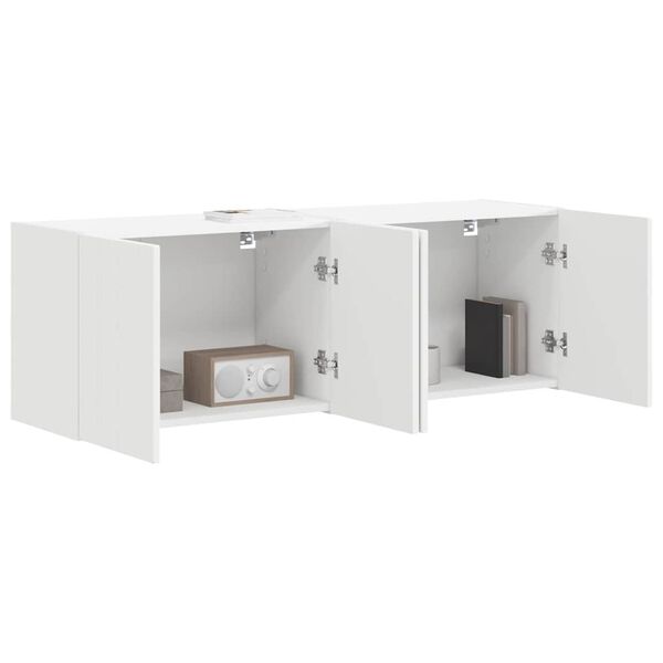 vidaXL Meuble TV mural 2 pcs Blanc 59,5 x 31 x 40 cm Bois d'ing&eacute;nierie