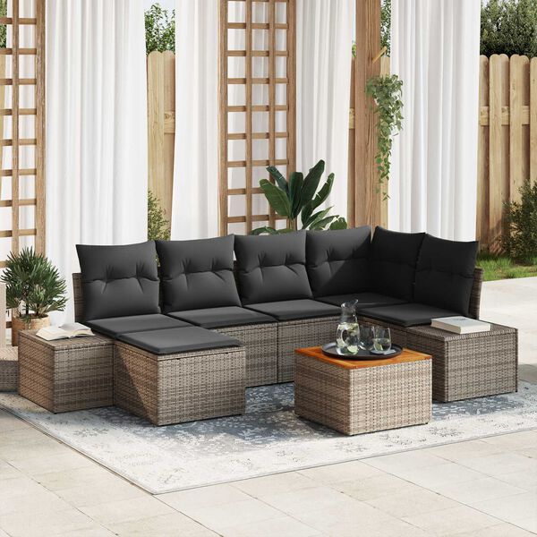 vidaXL Ensemble de canap&eacute; de jardin 7 pcs Gris