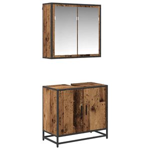 vidaXL Ensemble de mobilier de salle de bain 2 pcs Bois Ancien
