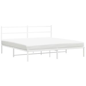 vidaXL Cadre de lit m&eacute;tal sans matelas et t&ecirc;te de lit blanc 183x213 cm