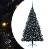 vidaXL Sapin de No&euml;l artificiel pr&eacute;-&eacute;clair&eacute; Noir 180 cm PVC