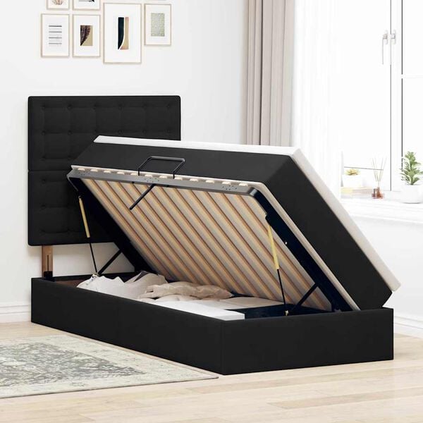 vidaXL Lit avec rangement et LED avec matelas Noir 90 x 190 cm Velours