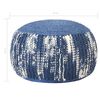 vidaXL Pouf tricot&eacute; &agrave; la main Bleu et blanc 50 x 35 cm Laine