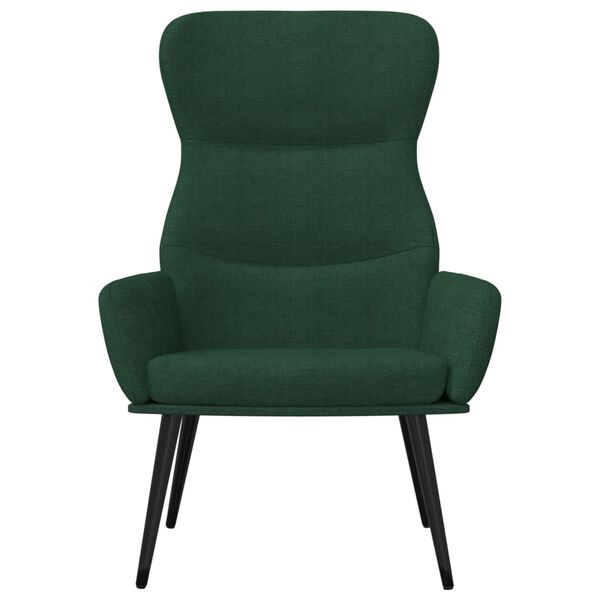 vidaXL Chaise de relaxation avec tabouret Vert fonc&eacute; Tissu
