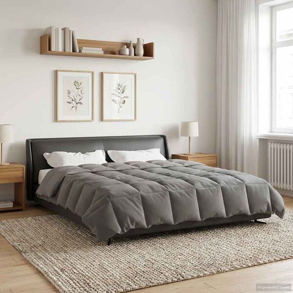 vidaXL Duvet complet toute l'ann&eacute;e Gris clair 220 x 260 cm Microfibre