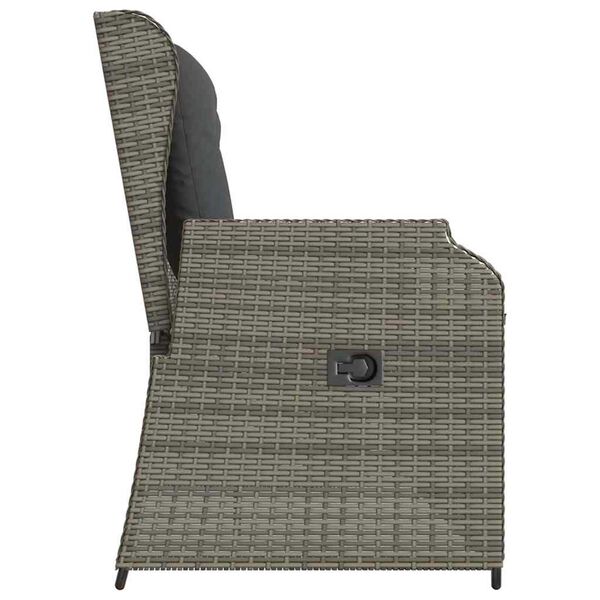 vidaXL Banc de jardin avec coussin Gris Poly rotin