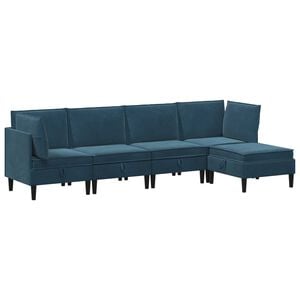 vidaXL Ensemble de meubles pour le salon 5 pcs Bleu Velours