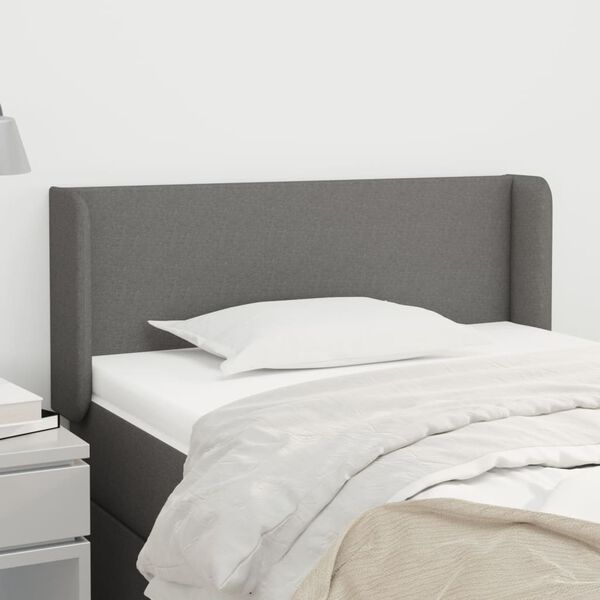 vidaXL T&ecirc;te de lit avec oreilles Gris fonc&eacute; 83x16x78/88 cm Tissu