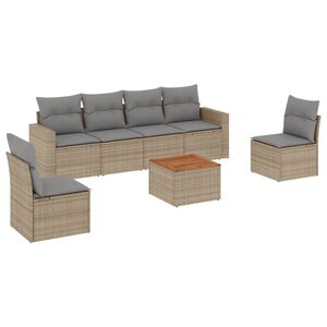 vidaXL Salon de jardin avec coussins 7pcs m&eacute;lange beige r&eacute;sine tress&eacute;e